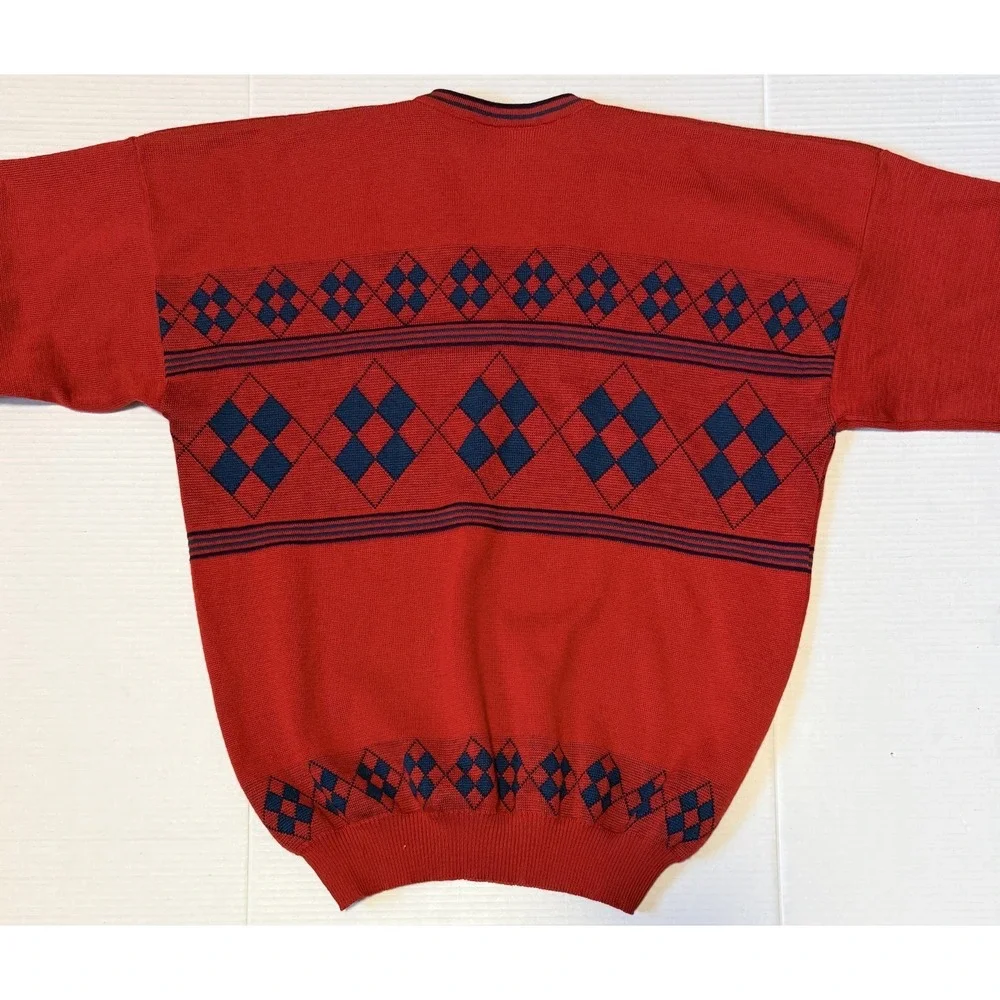 SKJAEVELAND Of Norway - Men's V-Neck Pullover Nordic Fair Isle Sweater - Size 52